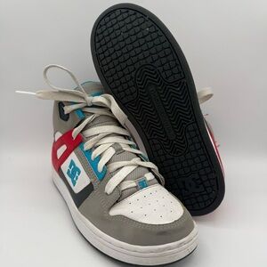 Youth Kids DC Rebound Red Blue Gray White High-Top‎ Skate Sneakers Size 6 Unisex